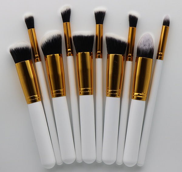 10-Piece Makeup Brush Set – Wooden Handle Beauty Brushes - Nest Nova Stores