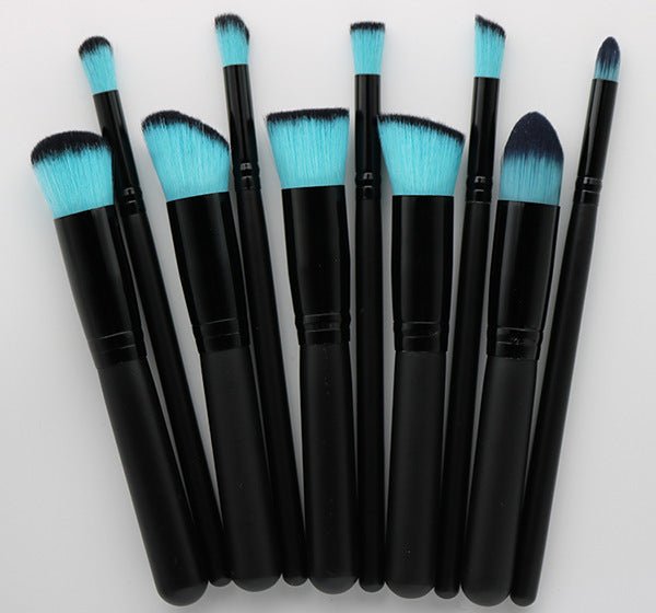 10-Piece Makeup Brush Set – Wooden Handle Beauty Brushes - Nest Nova Stores