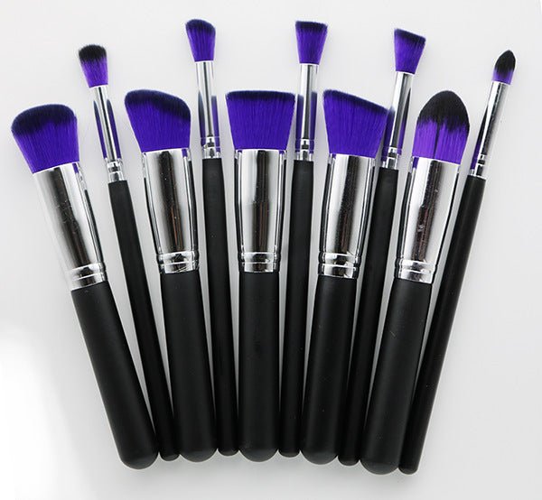 10-Piece Makeup Brush Set – Wooden Handle Beauty Brushes - Nest Nova Stores