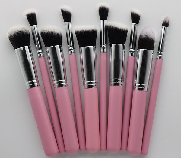 10-Piece Makeup Brush Set – Wooden Handle Beauty Brushes - Nest Nova Stores