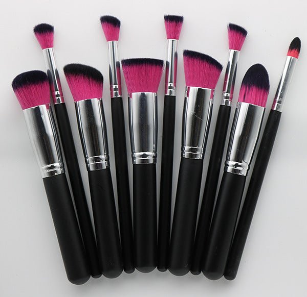10-Piece Makeup Brush Set – Wooden Handle Beauty Brushes - Nest Nova Stores