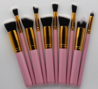 10-Piece Makeup Brush Set – Wooden Handle Beauty Brushes - Nest Nova Stores