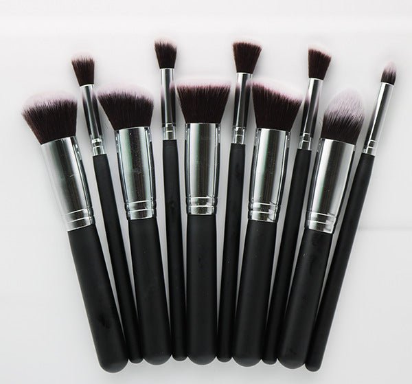 10-Piece Makeup Brush Set – Wooden Handle Beauty Brushes - Nest Nova Stores