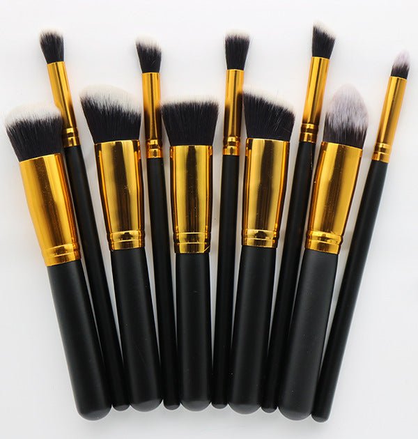 10-Piece Makeup Brush Set – Wooden Handle Beauty Brushes - Nest Nova Stores