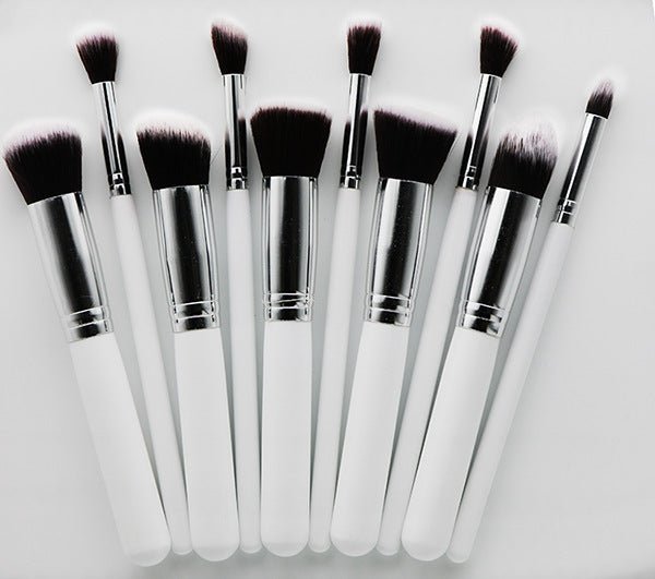 10-Piece Makeup Brush Set – Wooden Handle Beauty Brushes - Nest Nova Stores