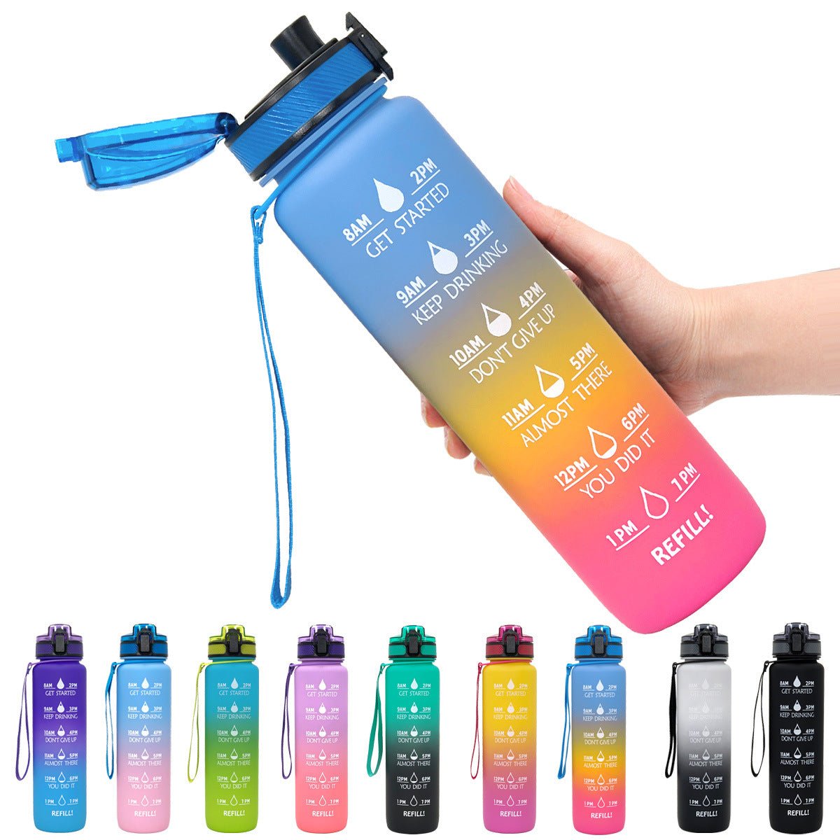 1L Motivational Water Bottle with Time Marker - Nest Nova Stores