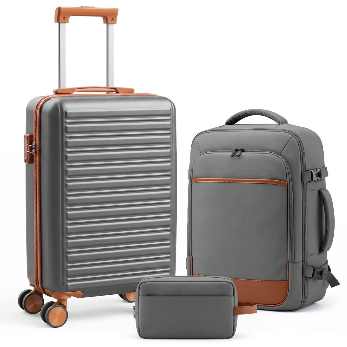 3-Piece Travel Luggage Set With Backpack, TSA Lock Hard Shell Carry On Suitcase And Travel Bag - Nest Nova Stores