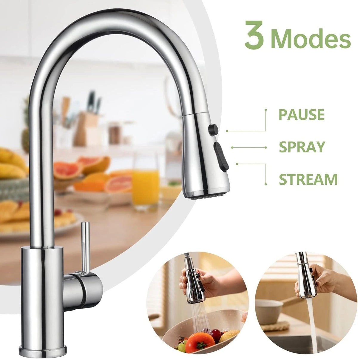 360° Pull-Out Kitchen Faucet – Single-Handle Mixer Tap with Spray - Nest Nova Stores