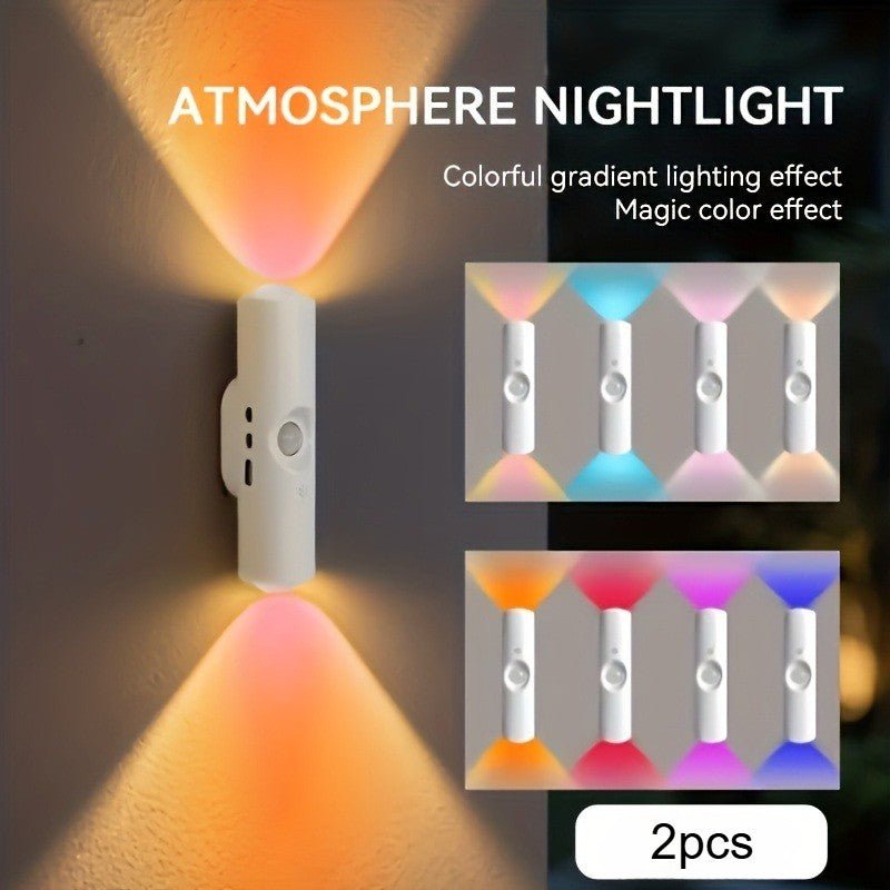 4-Pack Magnetic Motion Sensor LED Night Lights – Rechargeable RGB Ambient Lamps - Nest Nova Stores