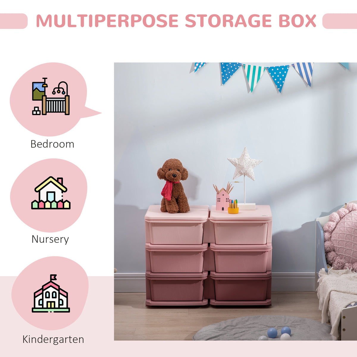 6-Drawer Kids Toy Storage Organizer – 3-Tier Toy Cubby for Playrooms & Bedrooms - Nest Nova Stores