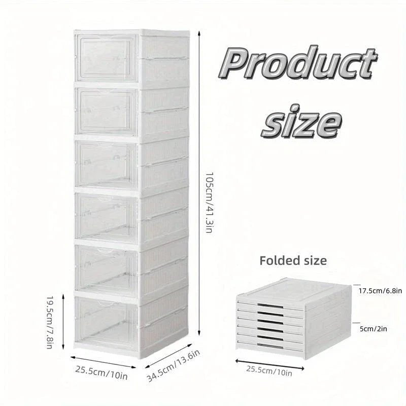 6-Tier Clear Shoe Storage Organizer – Space-Saving Stackable Shoe Cabinet - Nest Nova Stores