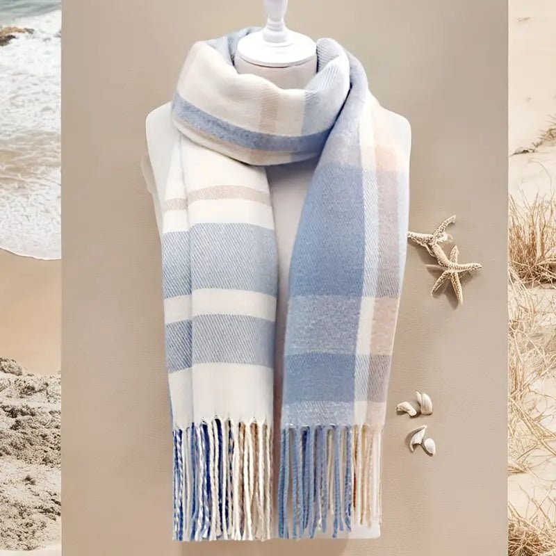 Couple Winter Scarf - Thick Warm Polyester Tassel Shawl Wrap, 180x70cm Unisex Scarves For Women & Men, Christmas Thanksgiving Gift - Nest Nova Stores
