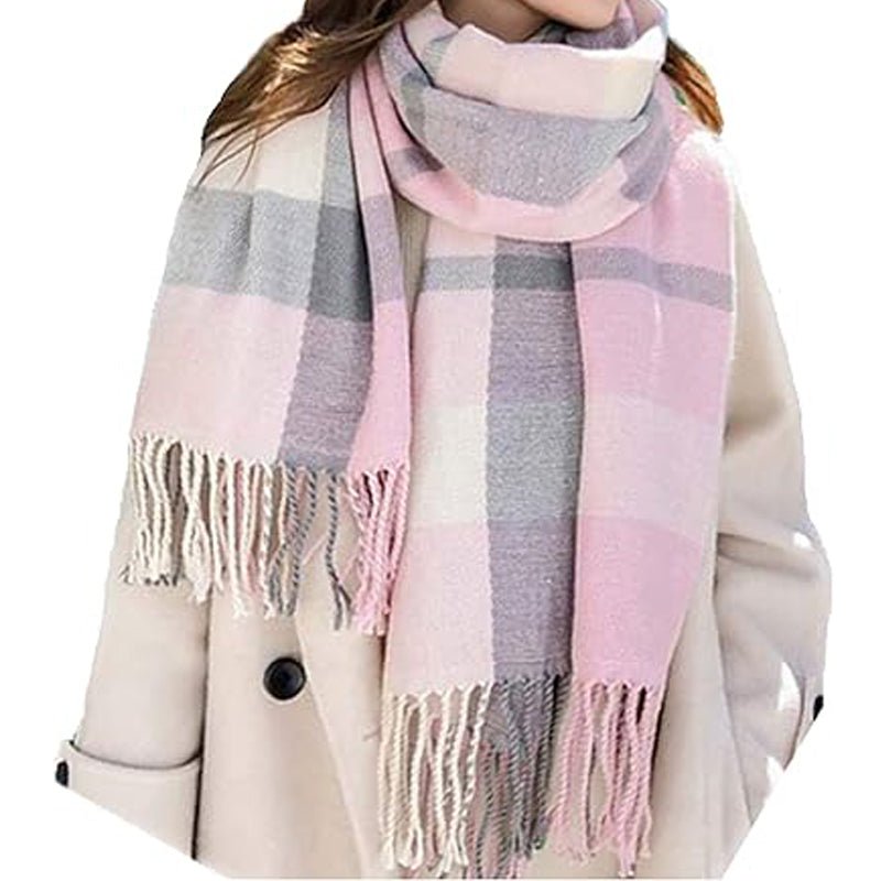 Couple Winter Scarf - Thick Warm Polyester Tassel Shawl Wrap, 180x70cm Unisex Scarves For Women & Men, Christmas Thanksgiving Gift - Nest Nova Stores