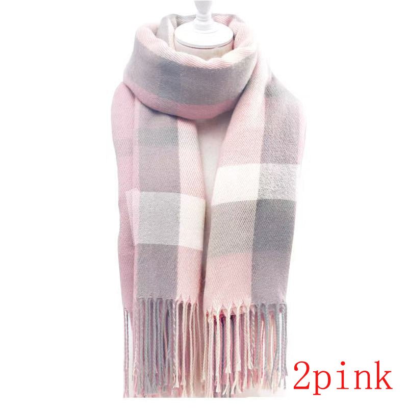 Couple Winter Scarf - Thick Warm Polyester Tassel Shawl Wrap, 180x70cm Unisex Scarves For Women & Men, Christmas Thanksgiving Gift - Nest Nova Stores