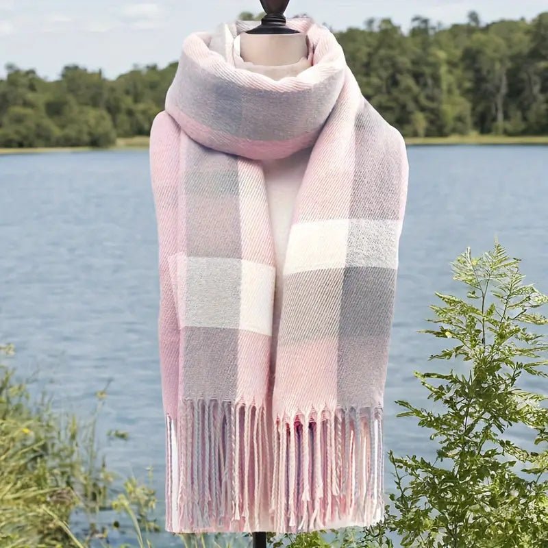 Couple Winter Scarf - Thick Warm Polyester Tassel Shawl Wrap, 180x70cm Unisex Scarves For Women & Men, Christmas Thanksgiving Gift - Nest Nova Stores