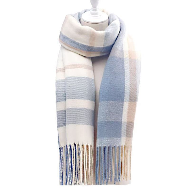 Couple Winter Scarf - Thick Warm Polyester Tassel Shawl Wrap, 180x70cm Unisex Scarves For Women & Men, Christmas Thanksgiving Gift - Nest Nova Stores