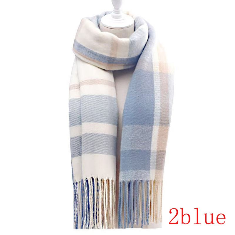 Couple Winter Scarf - Thick Warm Polyester Tassel Shawl Wrap, 180x70cm Unisex Scarves For Women & Men, Christmas Thanksgiving Gift - Nest Nova Stores