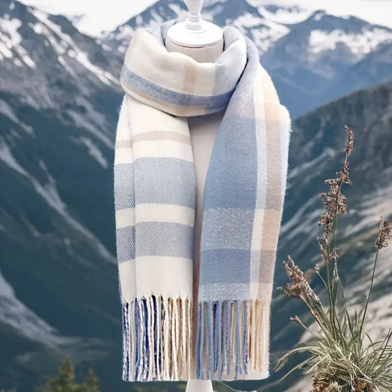 Couple Winter Scarf - Thick Warm Polyester Tassel Shawl Wrap, 180x70cm Unisex Scarves For Women & Men, Christmas Thanksgiving Gift - Nest Nova Stores