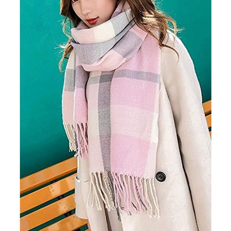 Couple Winter Scarf - Thick Warm Polyester Tassel Shawl Wrap, 180x70cm Unisex Scarves For Women & Men, Christmas Thanksgiving Gift - Nest Nova Stores