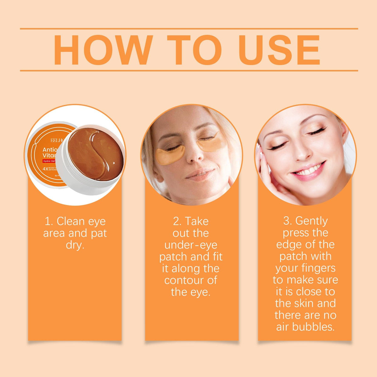 EELHOE Vitamin C Under Eye Patches For Dark Circles Care, Cooling, Moisturizing, Hydrating Eye Area Mask Patches - Nest Nova Stores