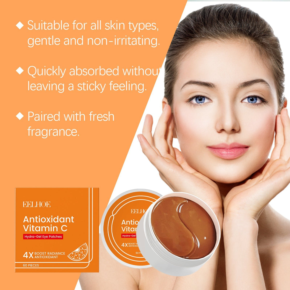 EELHOE Vitamin C Under Eye Patches For Dark Circles Care, Cooling, Moisturizing, Hydrating Eye Area Mask Patches - Nest Nova Stores