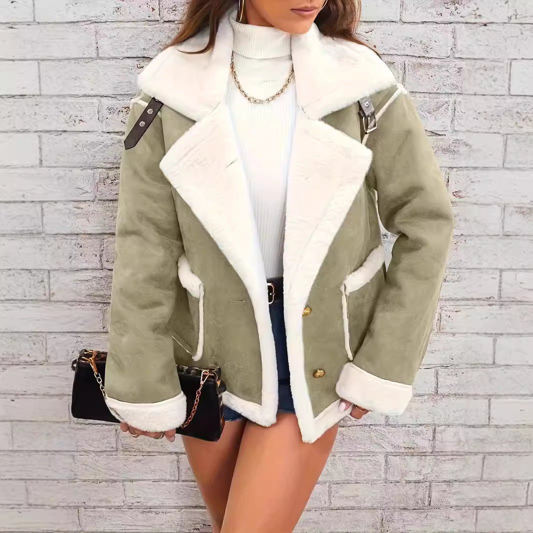 Fashion Polo Collar Plush Jacket Winter Warm Casual Jacket - Nest Nova Stores