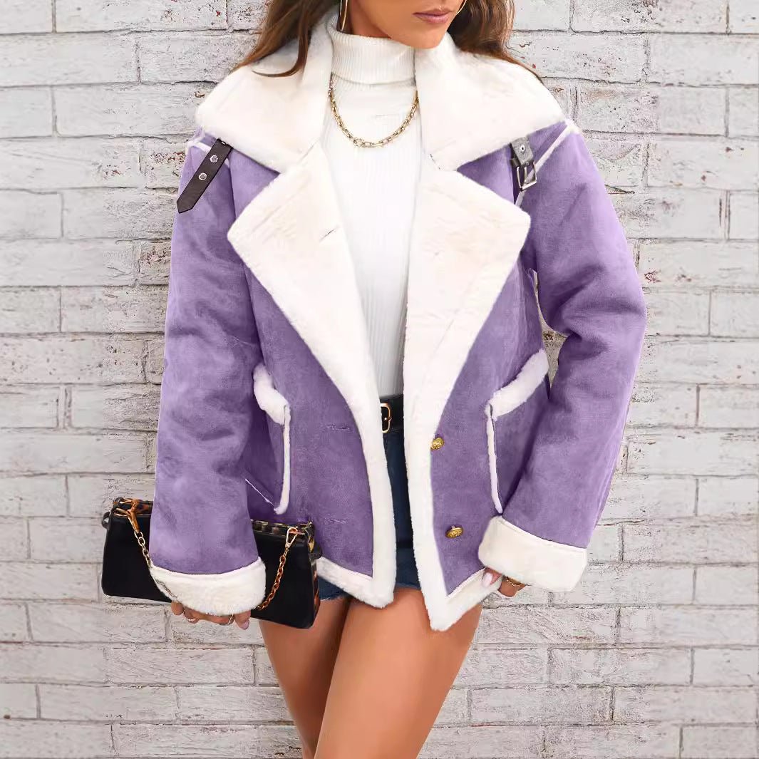 Fashion Polo Collar Plush Jacket Winter Warm Casual Jacket - Nest Nova Stores