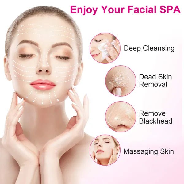 Waterproof Facial Cleansing Brush Face Spin Cleaning Brush Scrubber With 5 Brush Heads For Women - Nest Nova Stores
