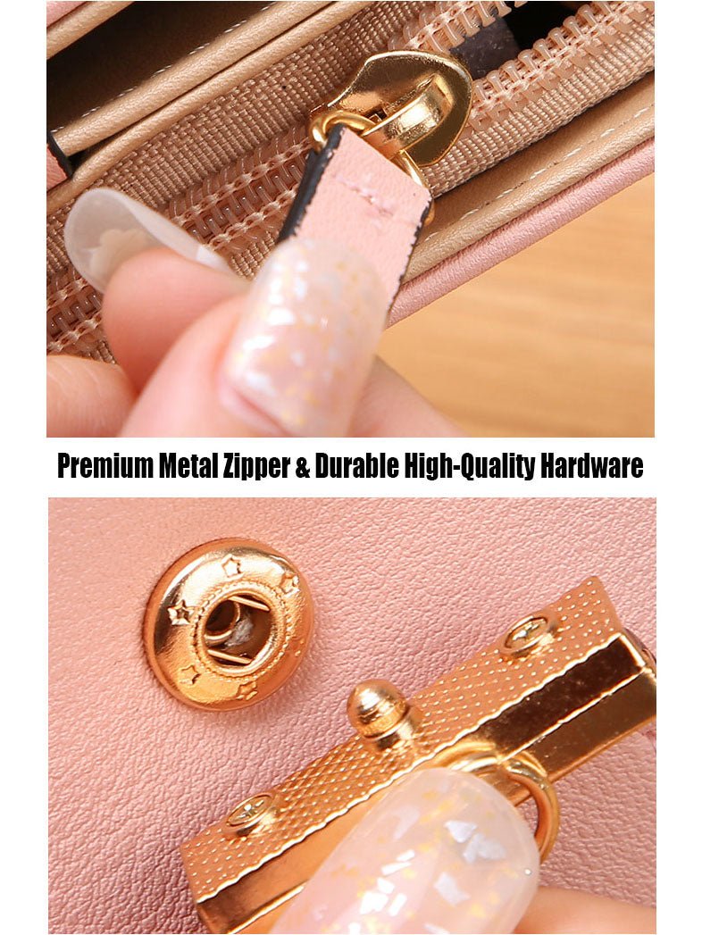 Women's Fashion Long Wallet Clutch - Elegant Hollow Out Leaf Design Zipper Closure Wristlet Handbag With Card Slots & Phone Compartment, Trendy Evening Purse For Ladies & Girls - Nest Nova Stores
