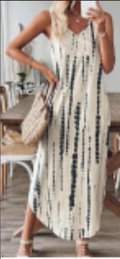 Women's Tie Dye Tank Max Dress Sleeveless V Neck Asymmetrical Split Hem Dresses With Pocket Vacation Dress - Nest Nova Stores