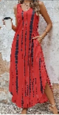 Women's Tie Dye Tank Max Dress Sleeveless V Neck Asymmetrical Split Hem Dresses With Pocket Vacation Dress - Nest Nova Stores